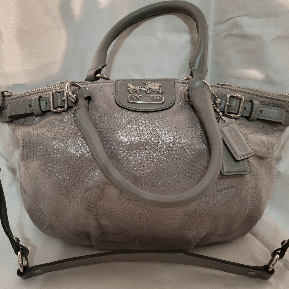 Coach Madison Stitched gray leather handbag 18624